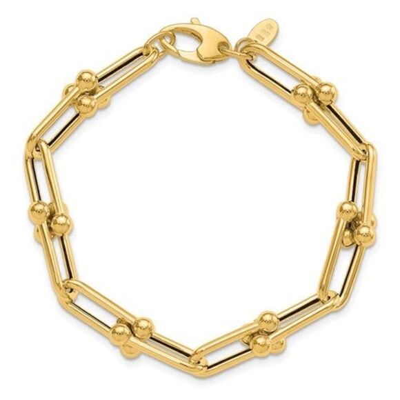 Leslie's 14K Gold Fancy Paper Clip Link Bracelet - Picture 1 of 8